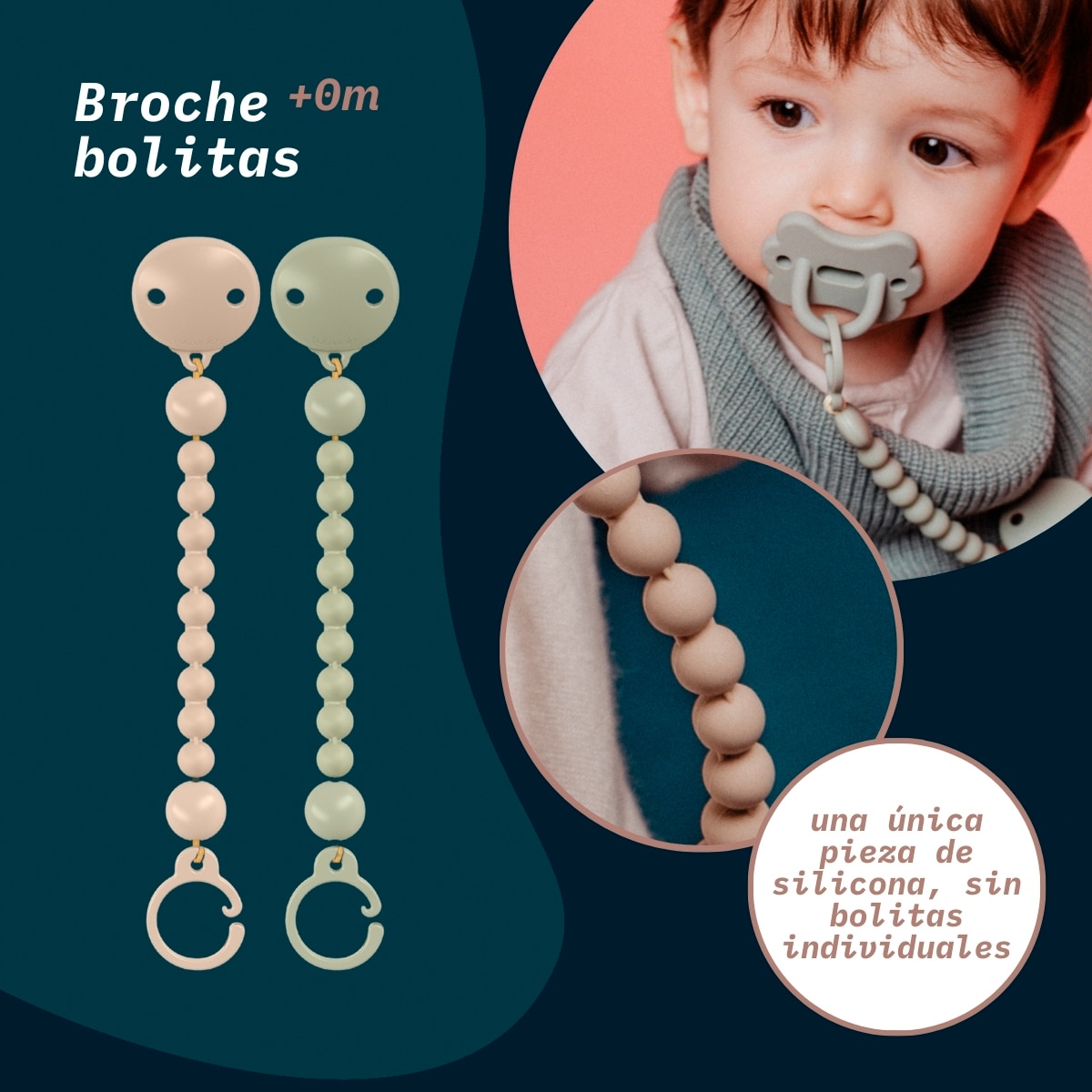 Pinza de chupete Suavinex bolitas silicona Colour Essence - Beige Beige-4