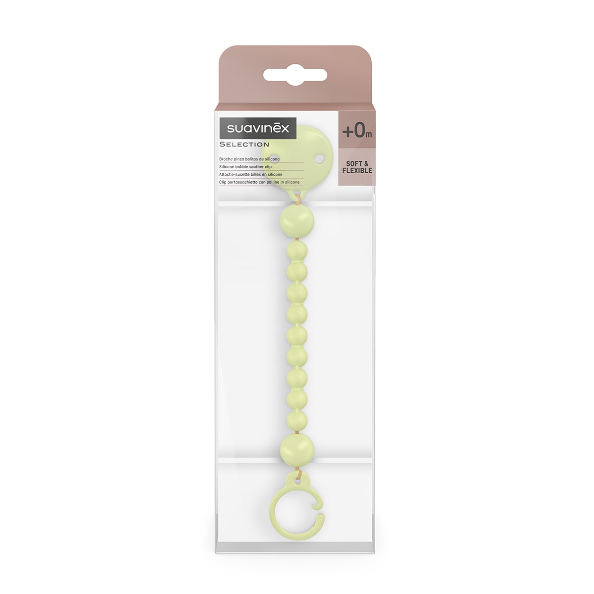 Imagen 2 de Pinza de chupete Suavinex bolitas silicona Colour Essence - Verde claro Verde claro