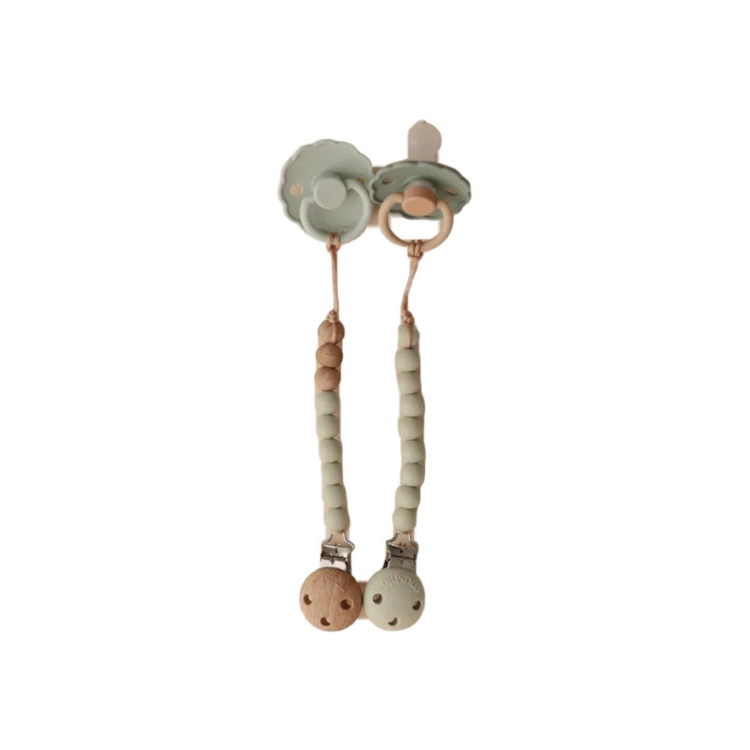 Pinza chupete Mushie silicona Halo - Verde anticuario Verde anticuario-3