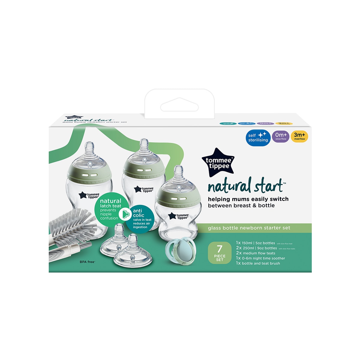 Set 1os. comienzos biberones cristal Tommee Tippee Natural Start Blanco Blanco-2
