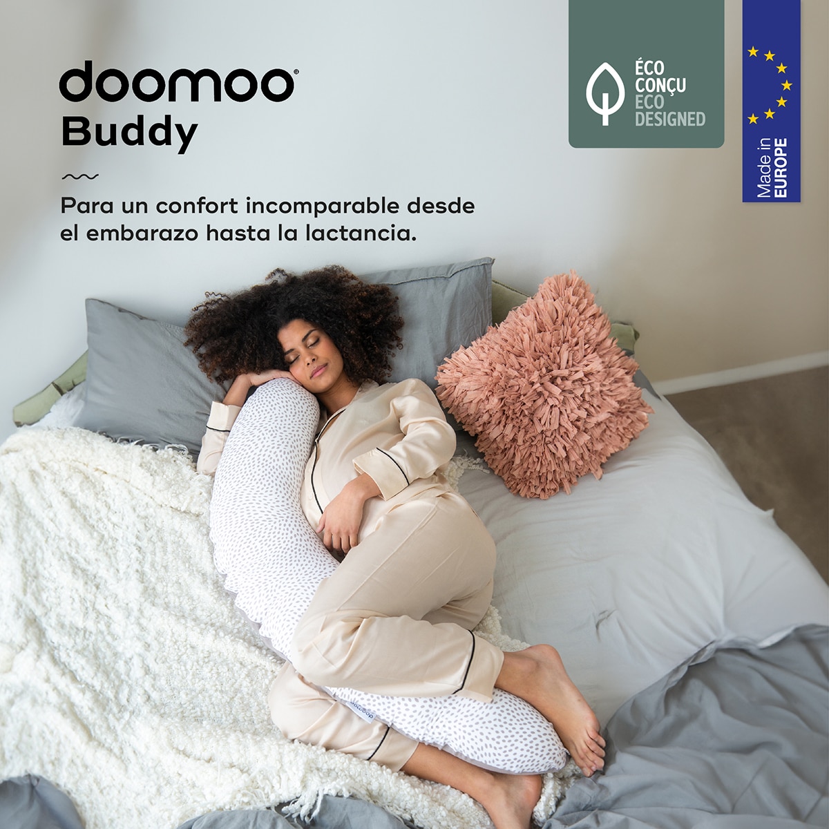 Almohada de lactancia Doomoo Buddy - Gris oscuro Gris oscuro-2