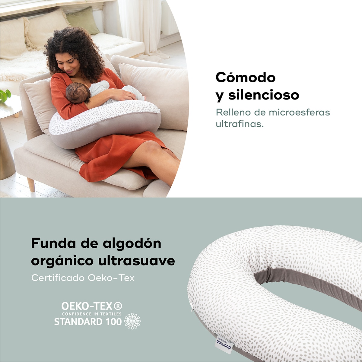 Almohada de lactancia Doomoo Buddy - Gris oscuro Gris oscuro-5