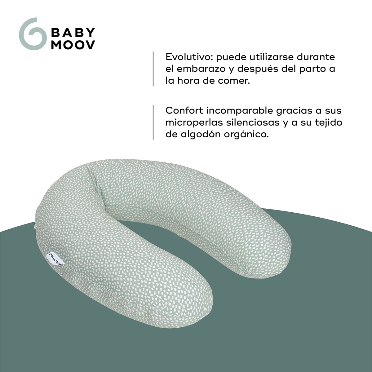 Almohada de lactancia Doomoo Buddy - Lana Verde anticuario-3