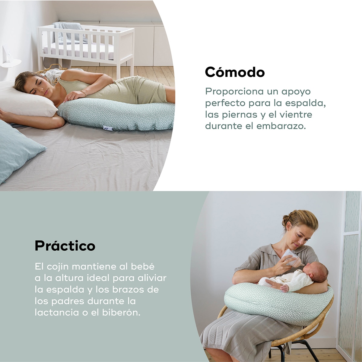 Almohada de lactancia Doomoo Buddy - Lana Verde anticuario-4