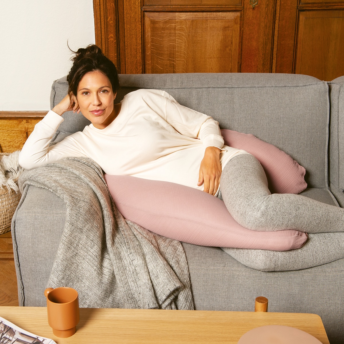 Almohada lactancia Doomoo Comfy Big - Rosa antiguo Rosa antiguo-3