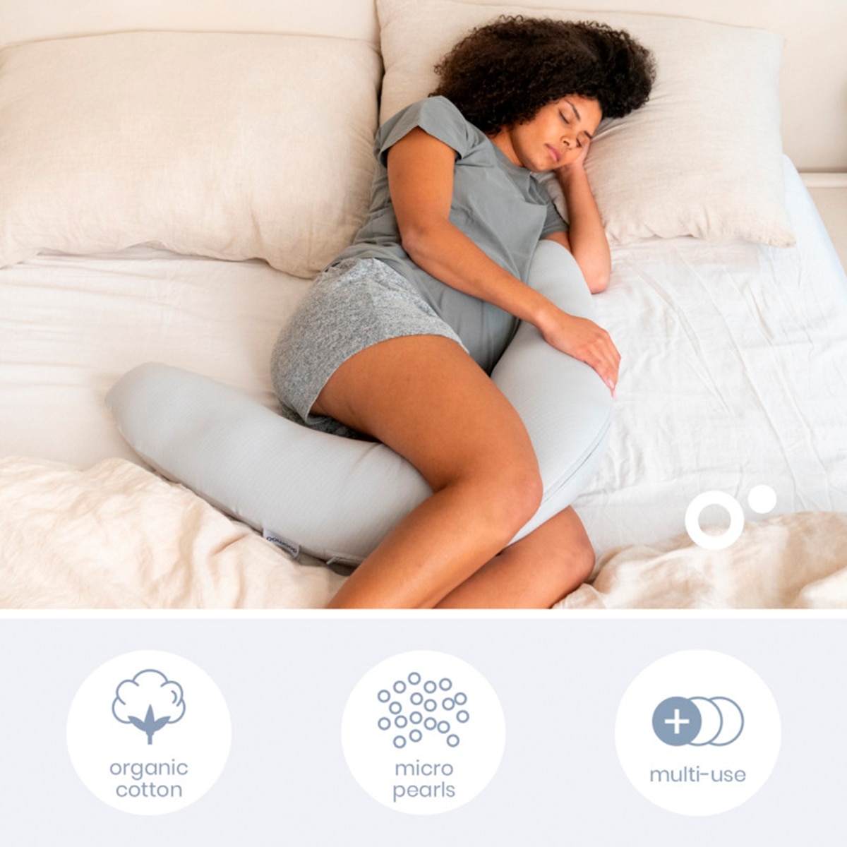Almofada de Maternidade Twisty 2 em 1 Petals Latte Cinzento-claro-6
