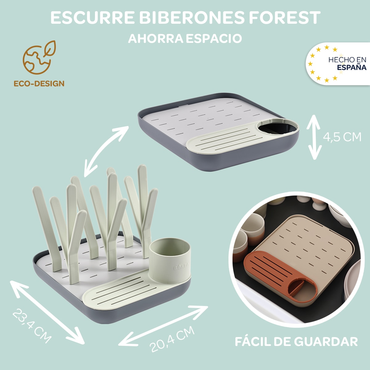 Escurrebiberones Béaba evolutivo Forest Verde Verde-10