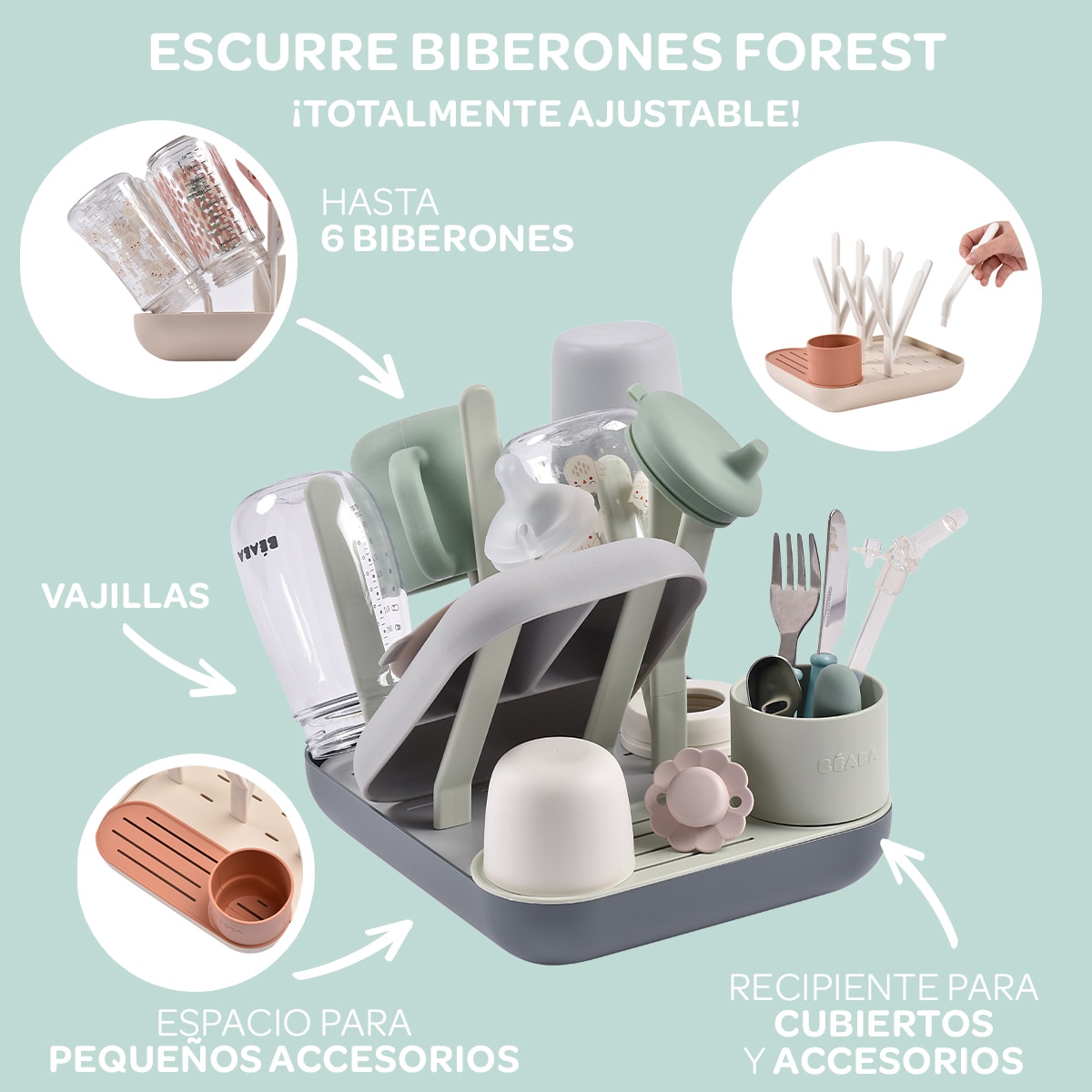 Escurrebiberones Béaba evolutivo Forest Verde Verde-11