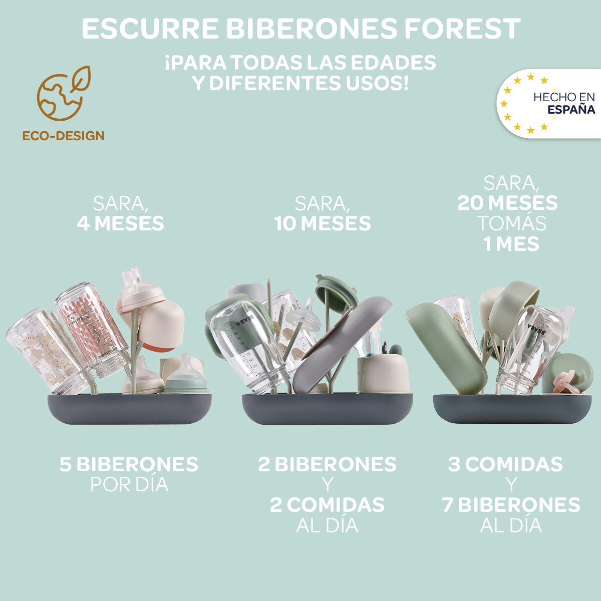 Escurrebiberones Béaba evolutivo Forest Verde Verde-13