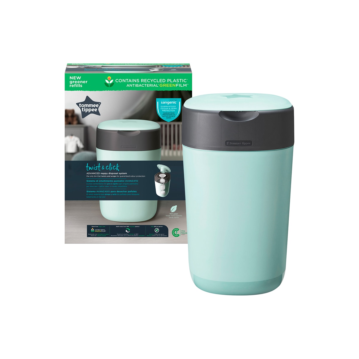 Imagen 0 de Contenedor de pañales Tommee Tippee Sangenic Twist & Click Verde Agua