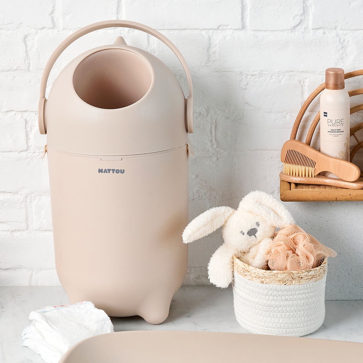 Contenedor de pañales Nattou Dropy sin bolsa - Beige Beige-4