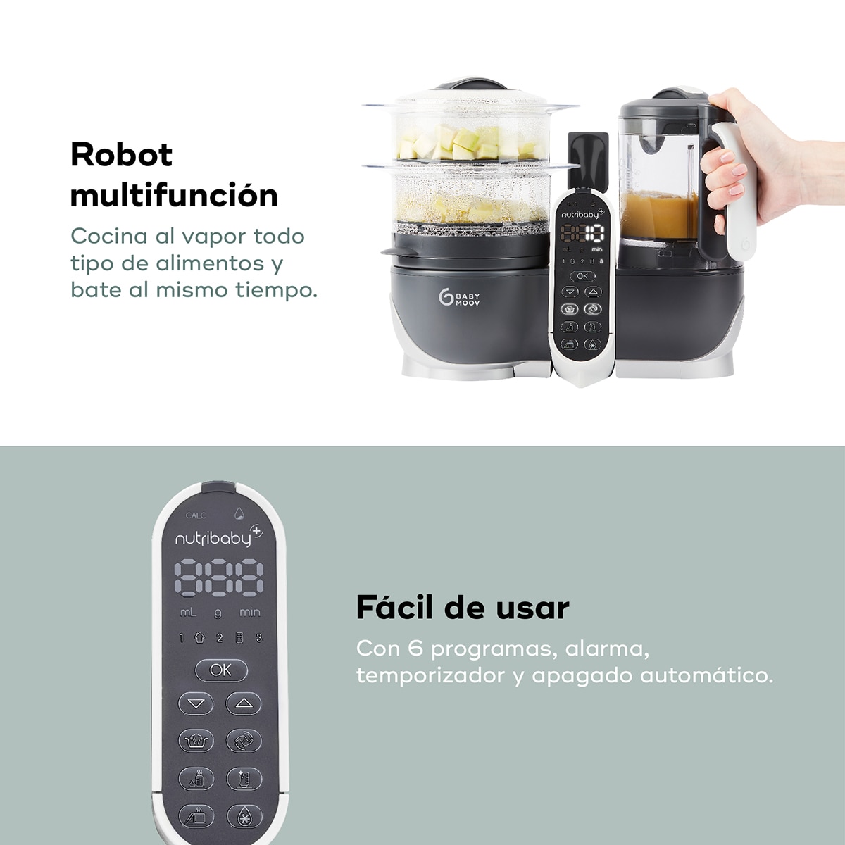 Robô de Cozinha Nutribaby (+) Cinzento-escuro-4