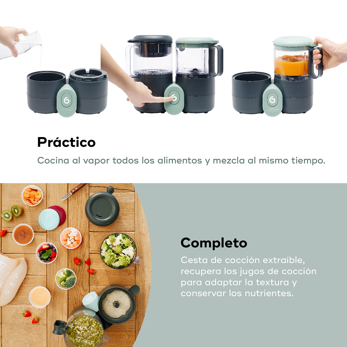 Robot de Cozinha Bebé 4-em-1 Nutribaby One Antracite-4