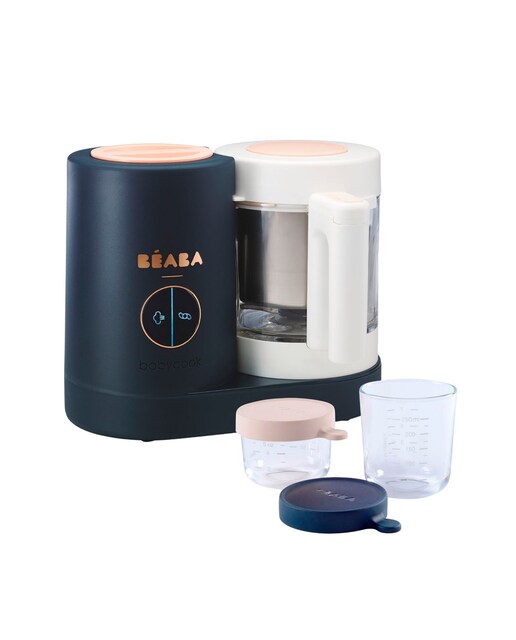 Pack Babycook Beaba Neo Night Blue con Tarros de vidrio (250 ml y 150 ml)
