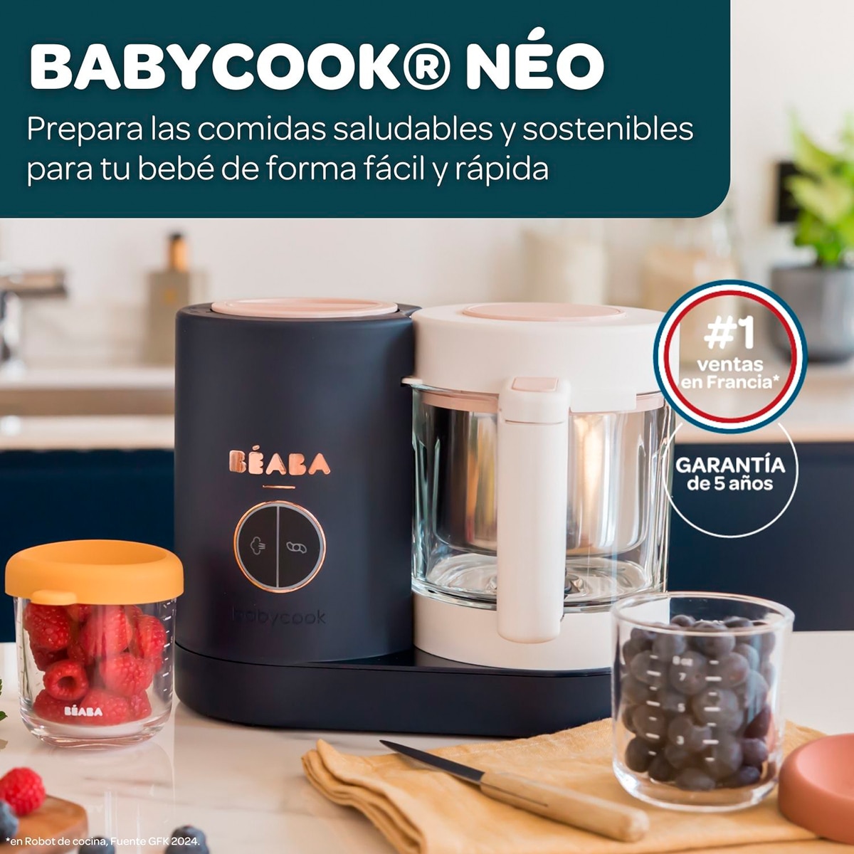 Robot de cocina Béaba Babycook Neo - Gris Suave Gris Suave-7