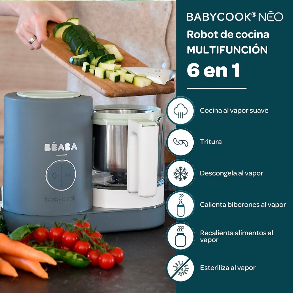Robot de cocina Béaba Babycook Neo - Gris Suave Gris Suave-8
