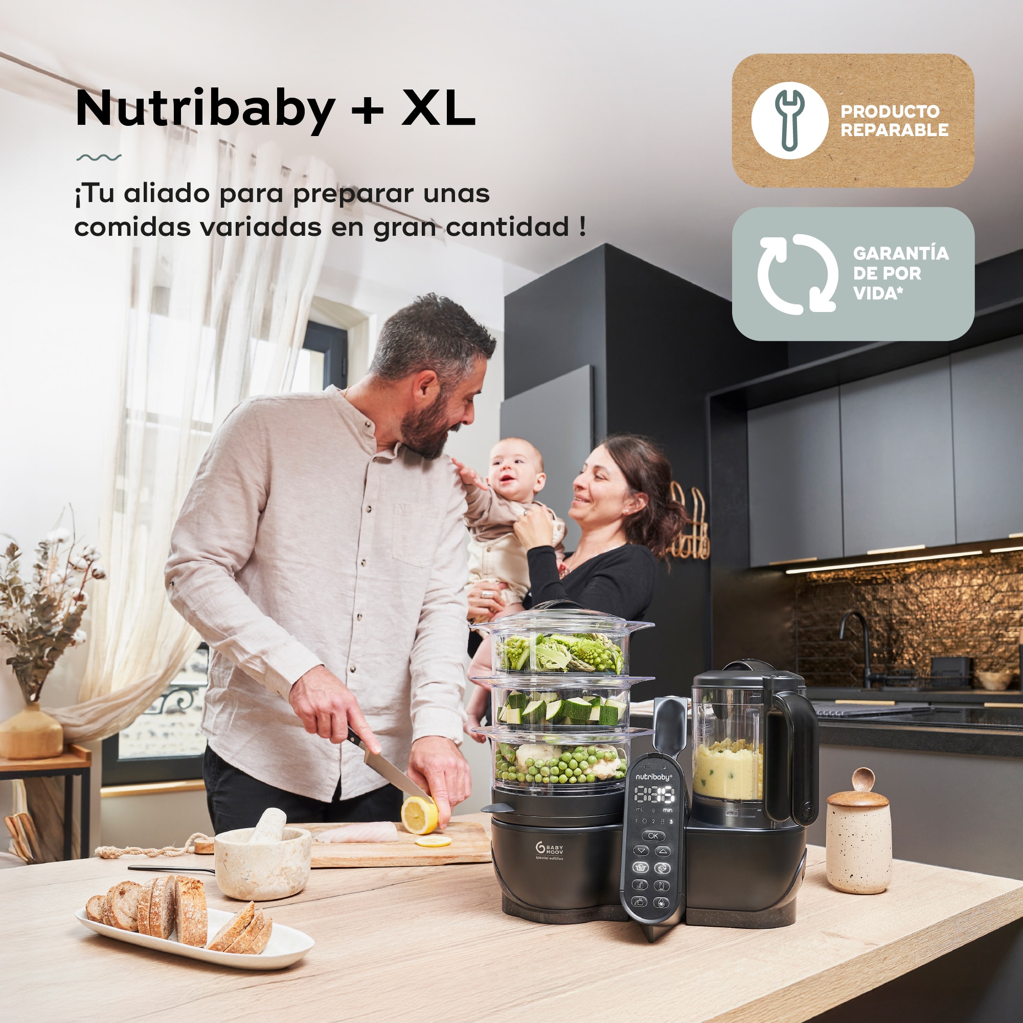Robot de Cozinha 6 em 1 Nutribaby (+) XL Preto-3