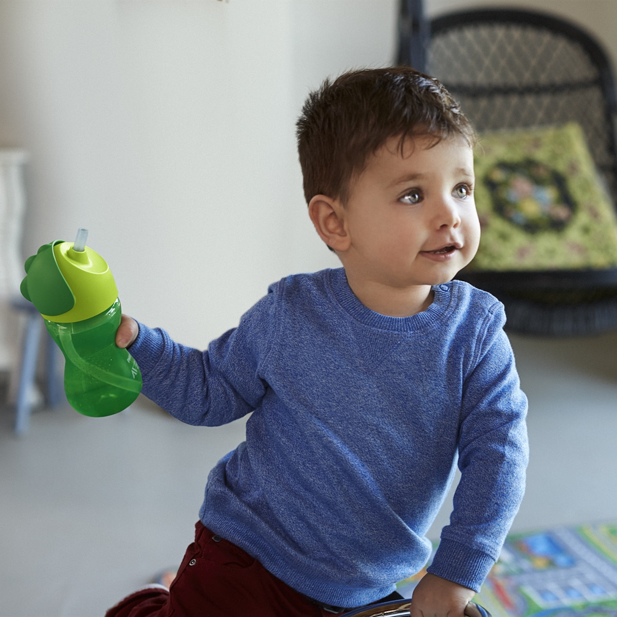 Copo com Palhinha Flexível Philips Avent de Menino (300 ml) verde Verde-3