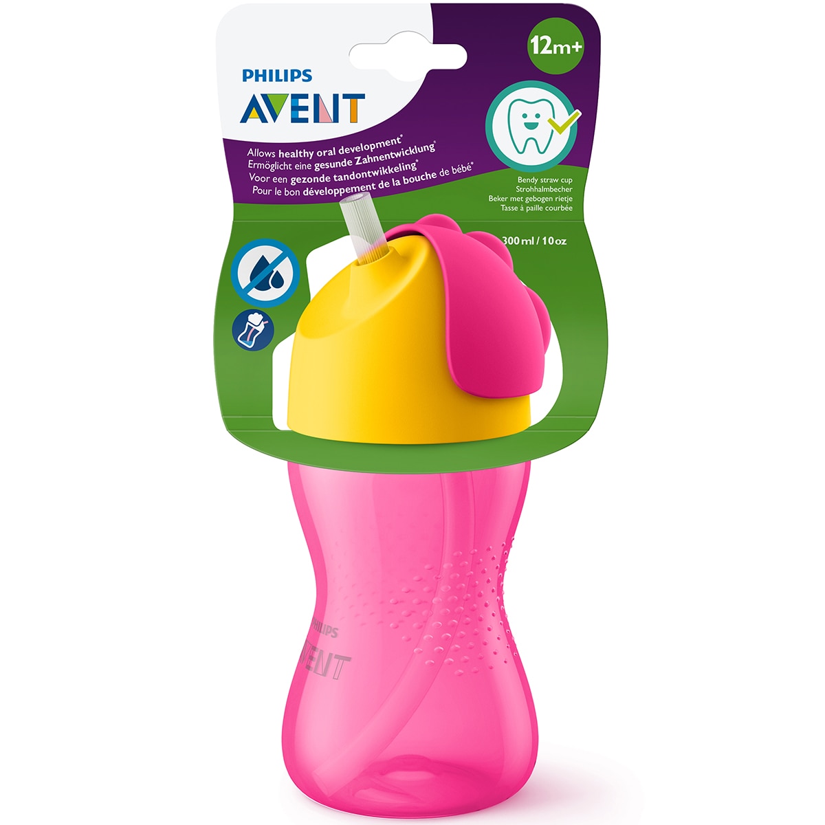 Copo com Palhinha Flexível Philips Avent de Menina (300 ml) rosa Rosa-4