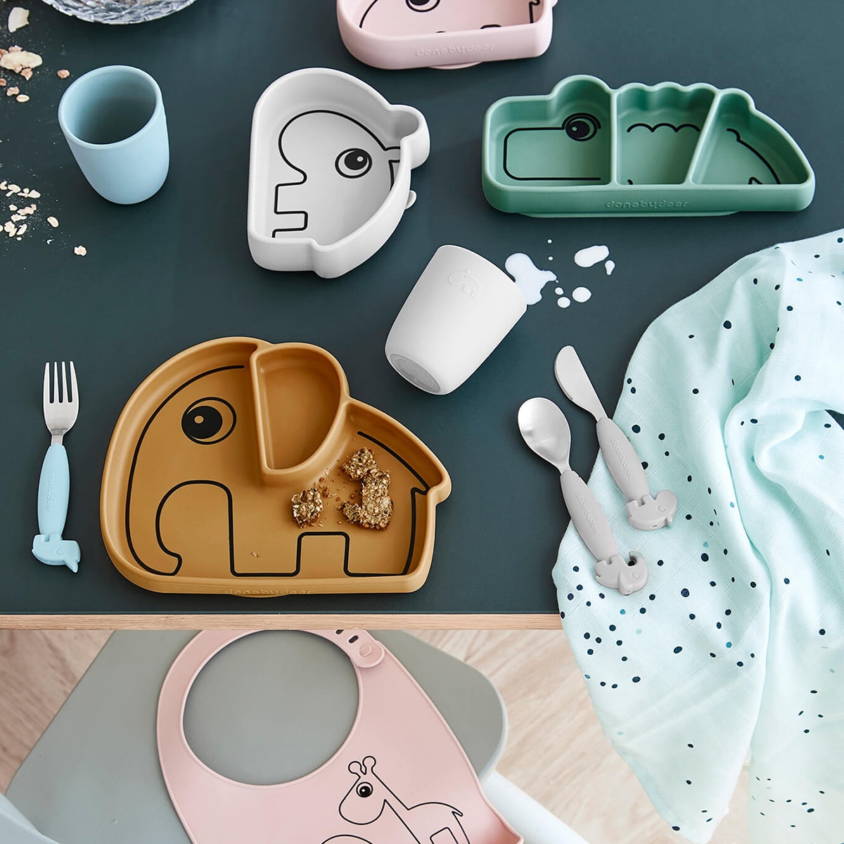 Copo de Aprendizagem Mini de Silicone Azul-pastel-3