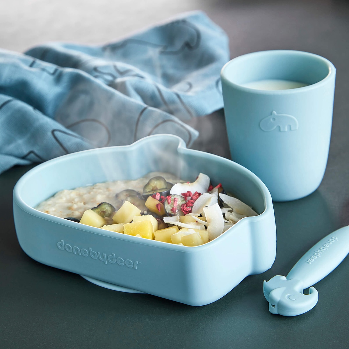 Copo de Aprendizagem Mini de Silicone Azul-pastel-4