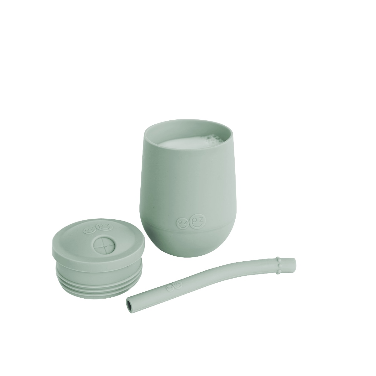 Taza con pajita silicona EZPZ Mini (12M+) - Gris verdoso Gris verdoso-3
