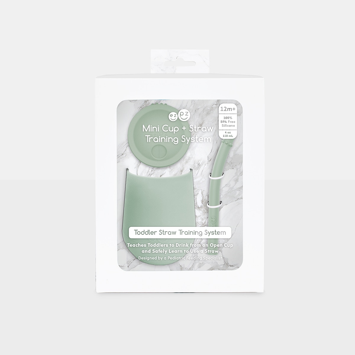 Taza con pajita silicona EZPZ Mini (12M+) - Gris verdoso Gris verdoso-4