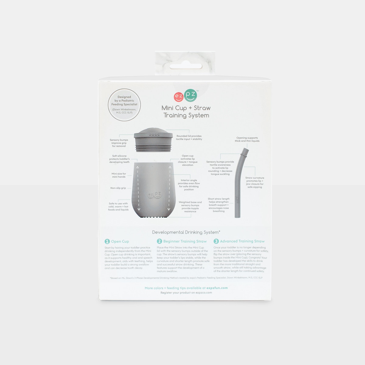 Taza con pajita silicona EZPZ Mini (12M+) - Gris verdoso Gris verdoso-5