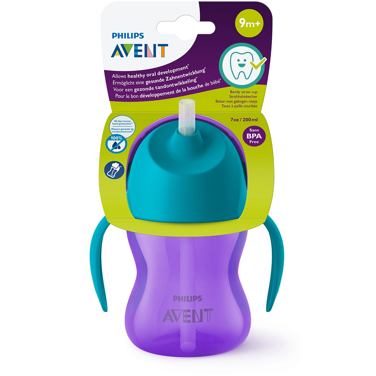 Copo com palhinha flexível (200 ml ) +9 M roxo Roxo-4