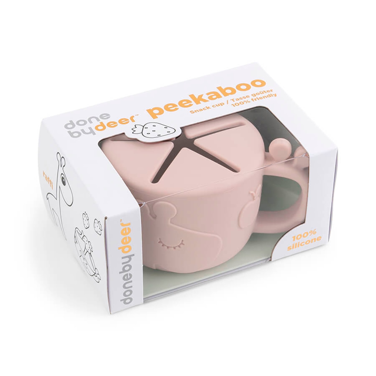 Copo Porta-Snacks Peekaboo Raffi de Silicone - Rosa Rosa-5