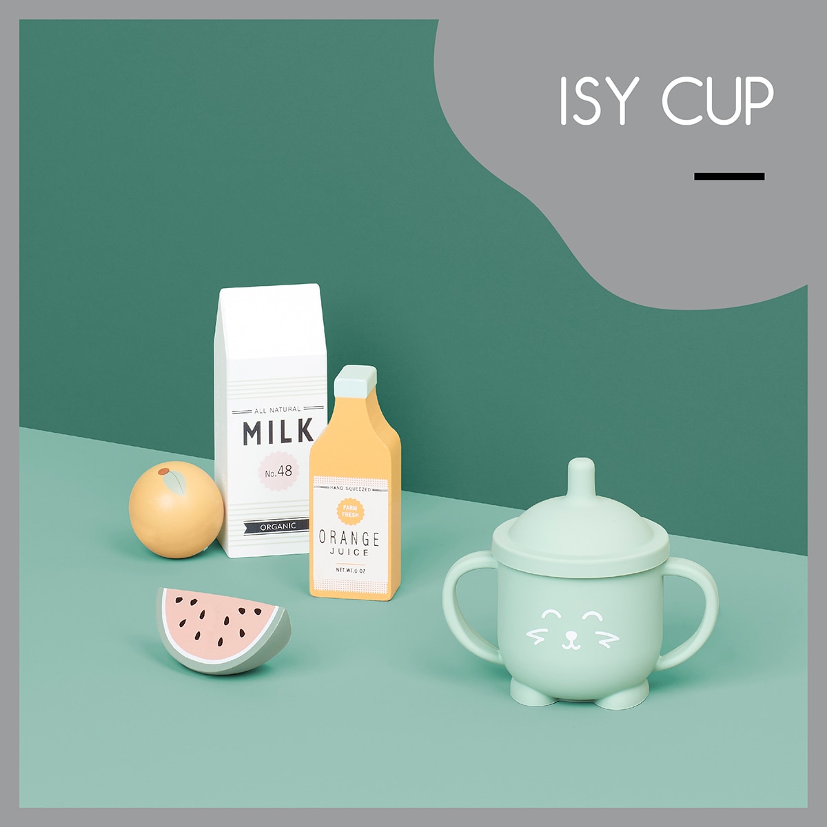 Copo de Silicone com Palhinha Isy Cup Verde Água-2