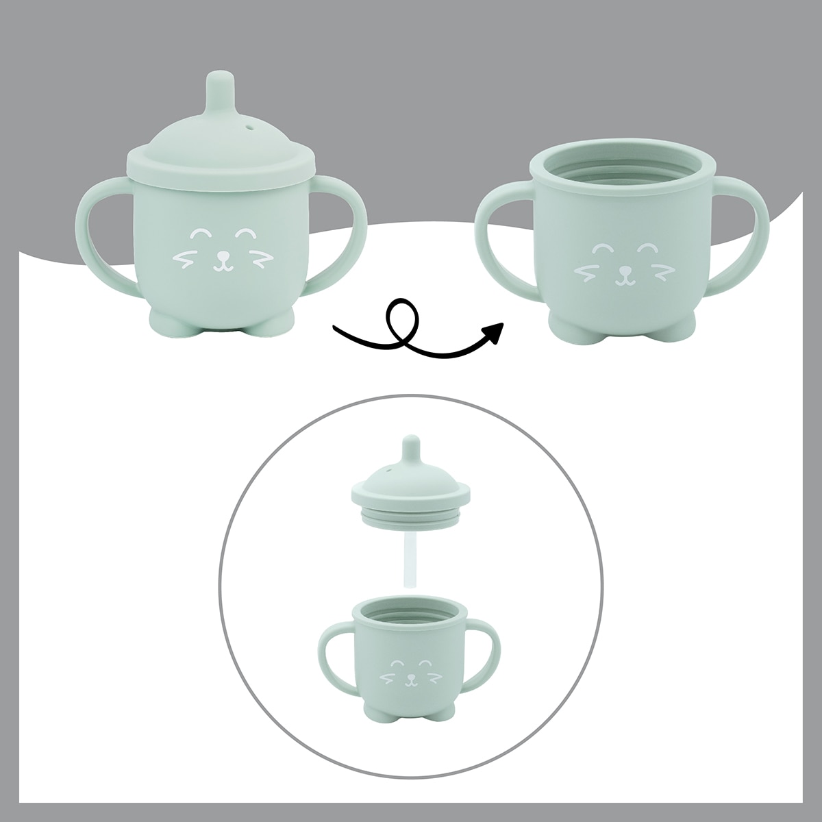 Copo de Silicone com Palhinha Isy Cup Verde Água-3