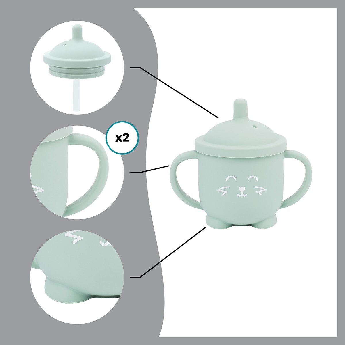 Copo de Silicone com Palhinha Isy Cup Verde Água-4