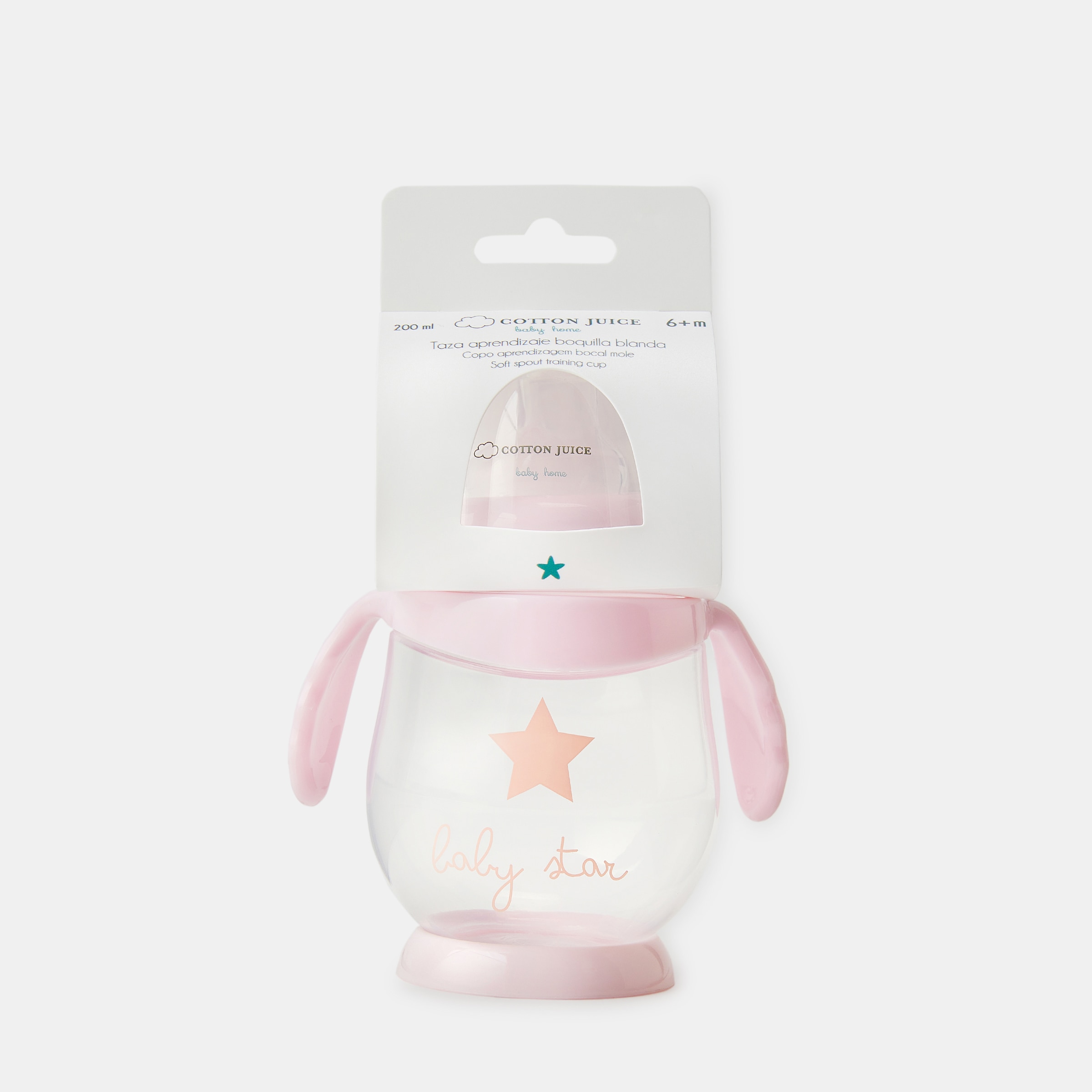 Taza de aprendizaje Cotton Juice Baby Home estrella con boquilla blanda - Rosa Rosa-3