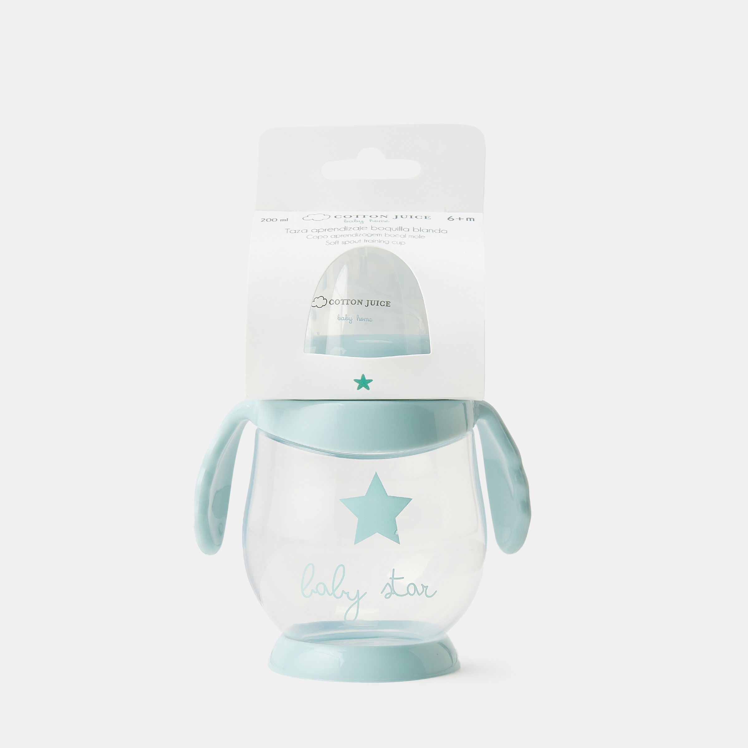 Taza de aprendizaje Cotton Juice Baby Home estrella con boquilla blanda - Verde Verde-3