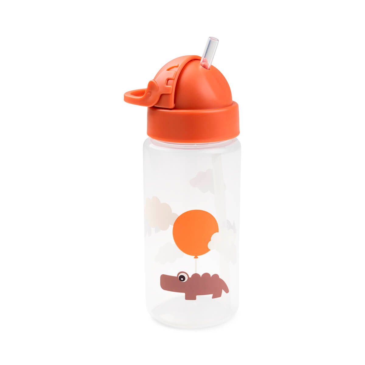 Botella con pajita Done by Deer Happy Clouds - Naranja Naranja-2