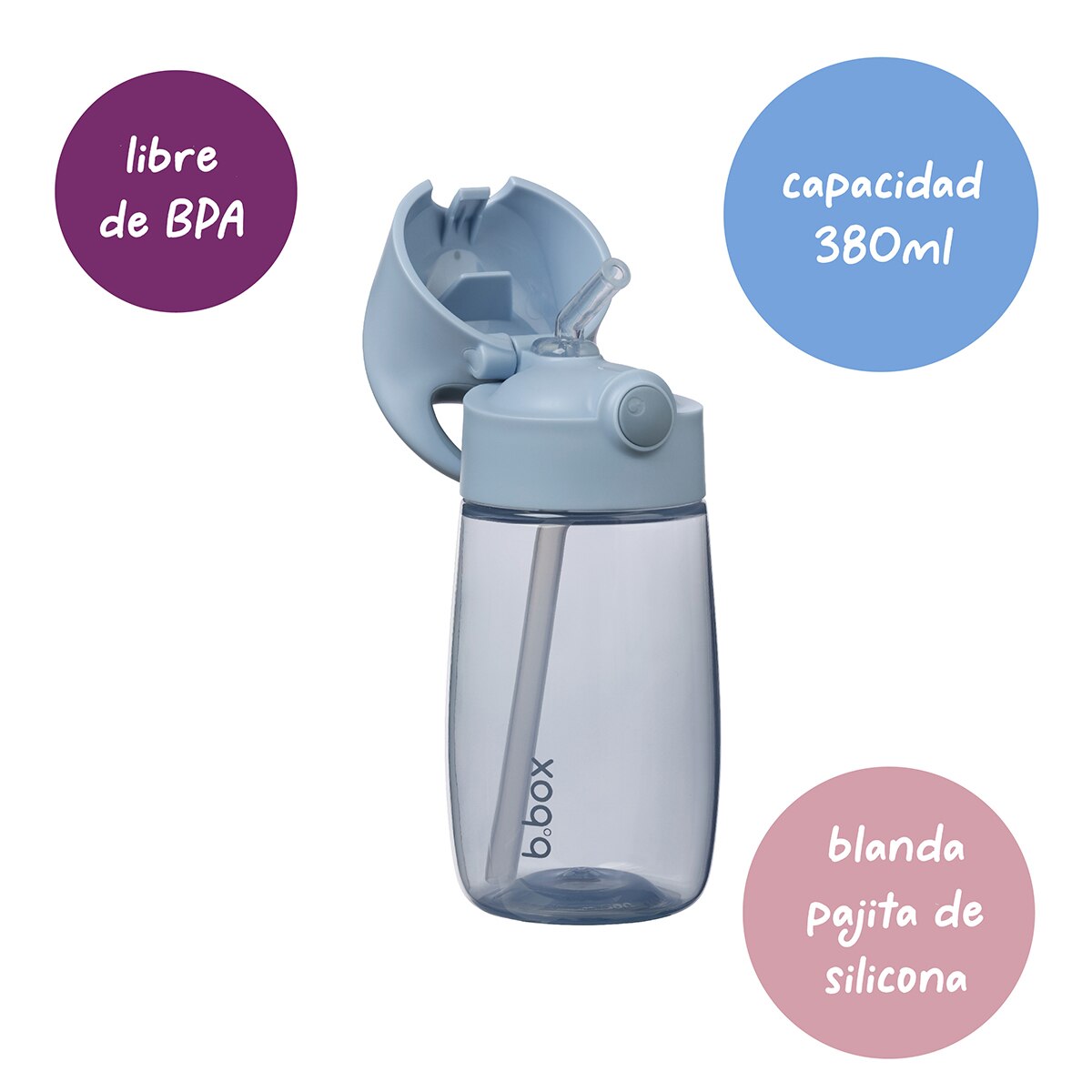 Botella B. Box junior con pajita 380ml - Celeste Celeste-5