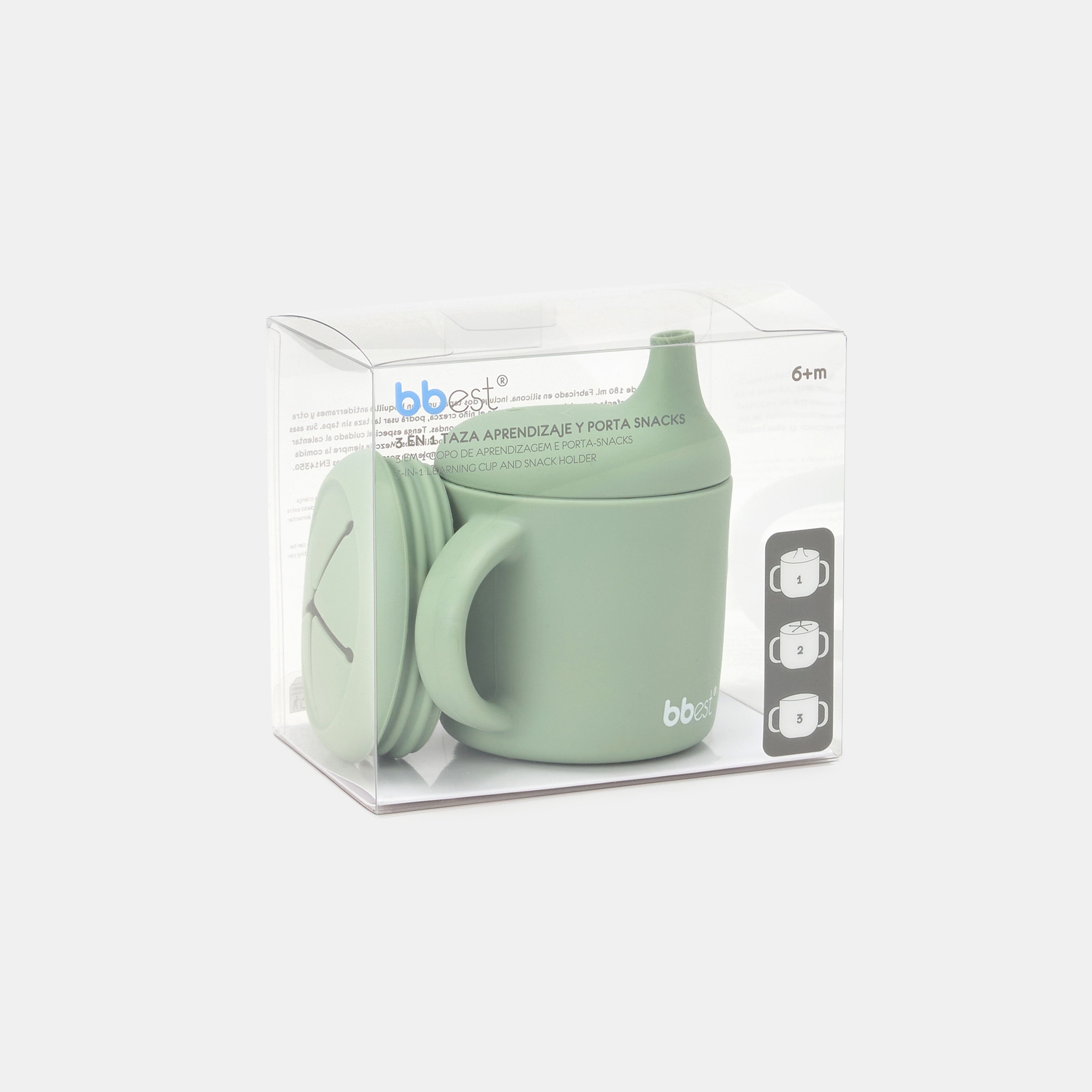 Copo de aprendizagem BLW e porta-alimentos de silicone Bbest Verde Primavera-3