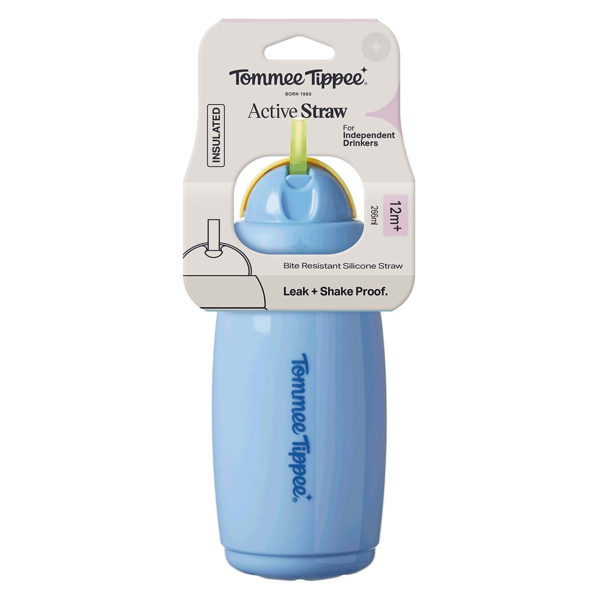 Botella con pajita Tommee Tippee insulated active 266ml, 12 meses - Azul claro Azul claro-4