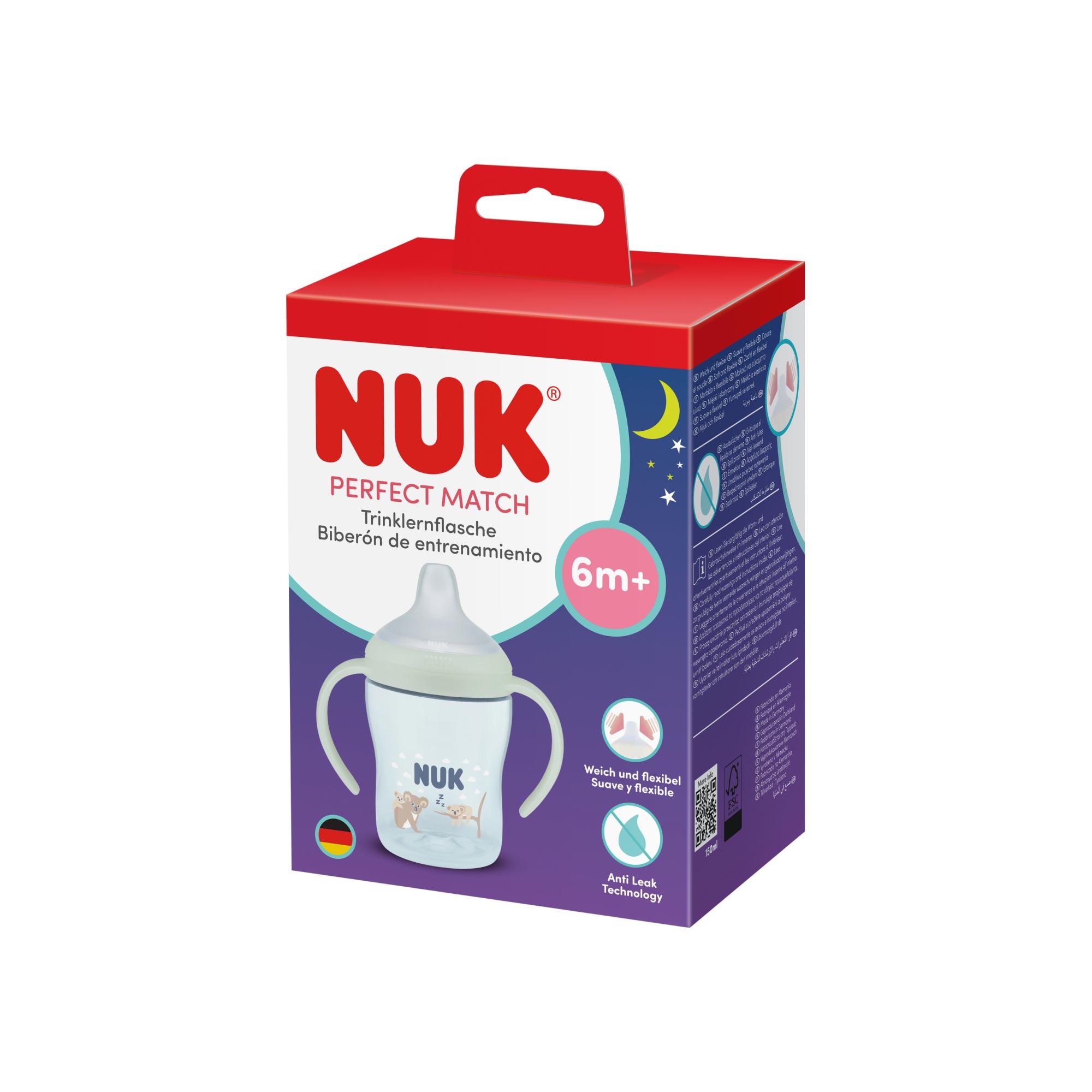 Imagen 10 de Taza aprendizaje NUK nocturna con boquilla silicona 150ml (6m+) - Verde Mint Verde Mint