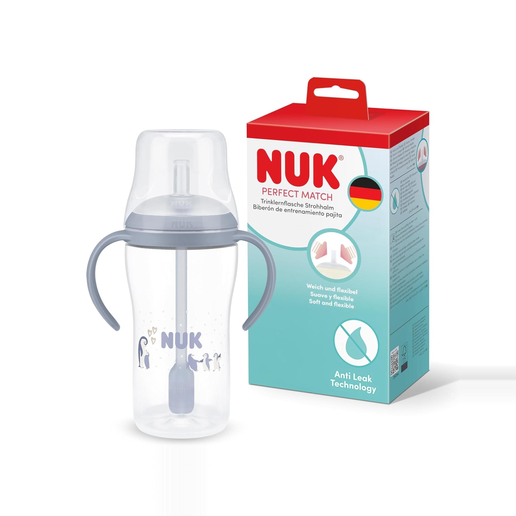 Nuk - Taza aprendizaje NUK nocturna con pajita 260ml, 8m+.