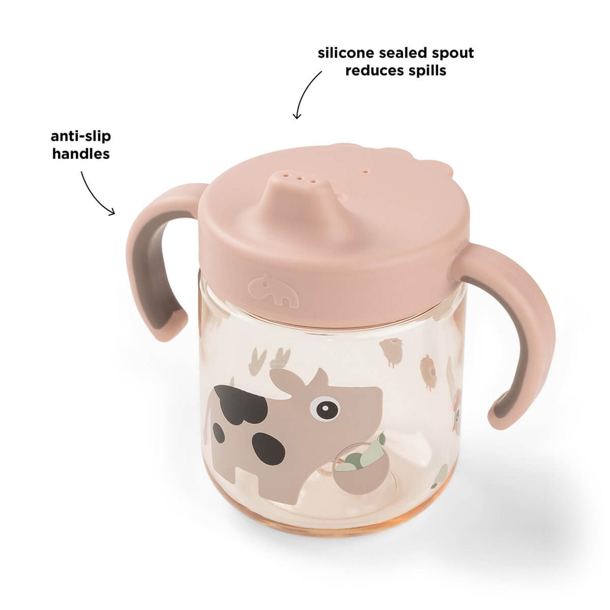 Taza de aprendizaje con asas y antideslizante Done by Deer 260ml - Rosa claro Rosa claro-4