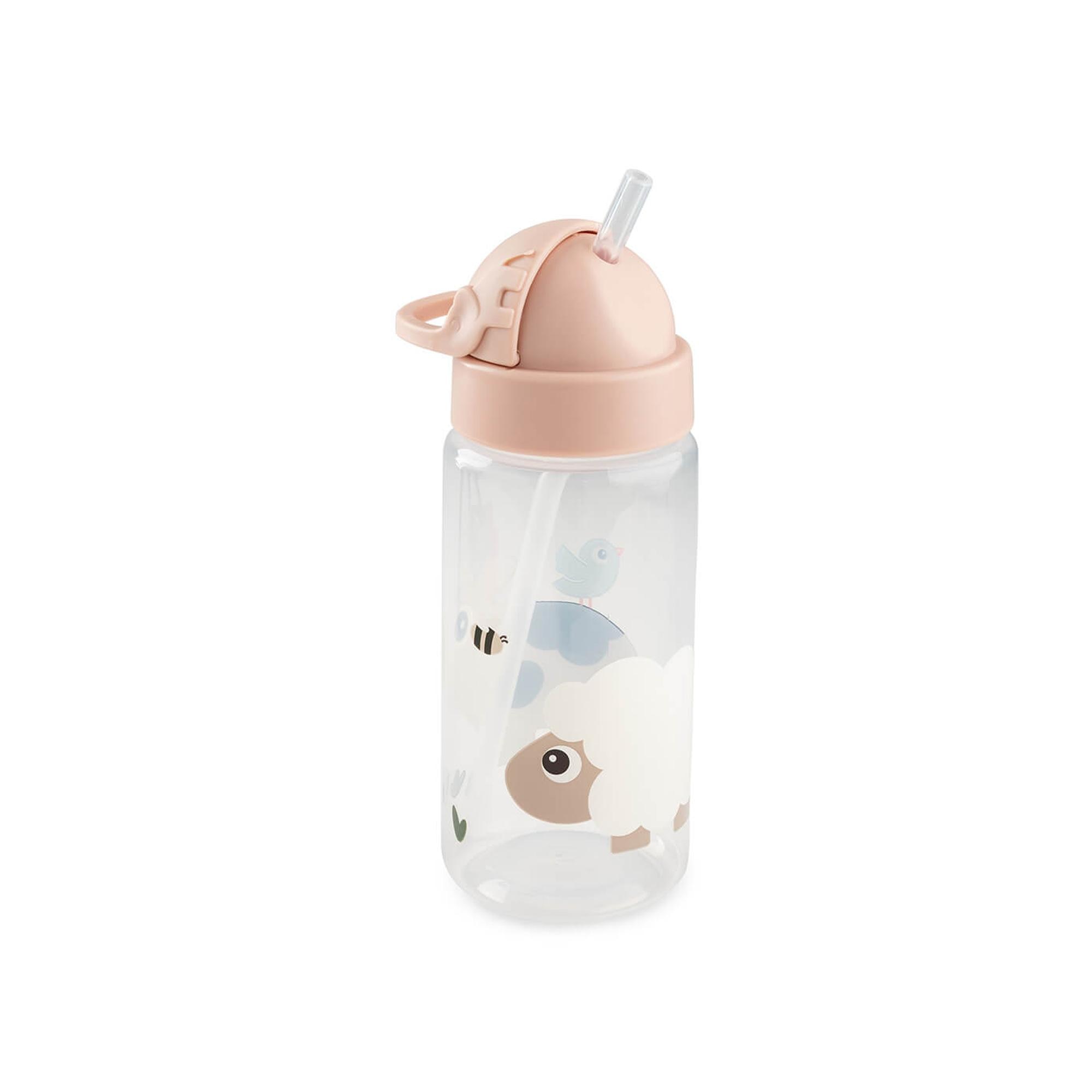 Garrafa com Palhinha Done by Deer 350ml Rosa-claro-2