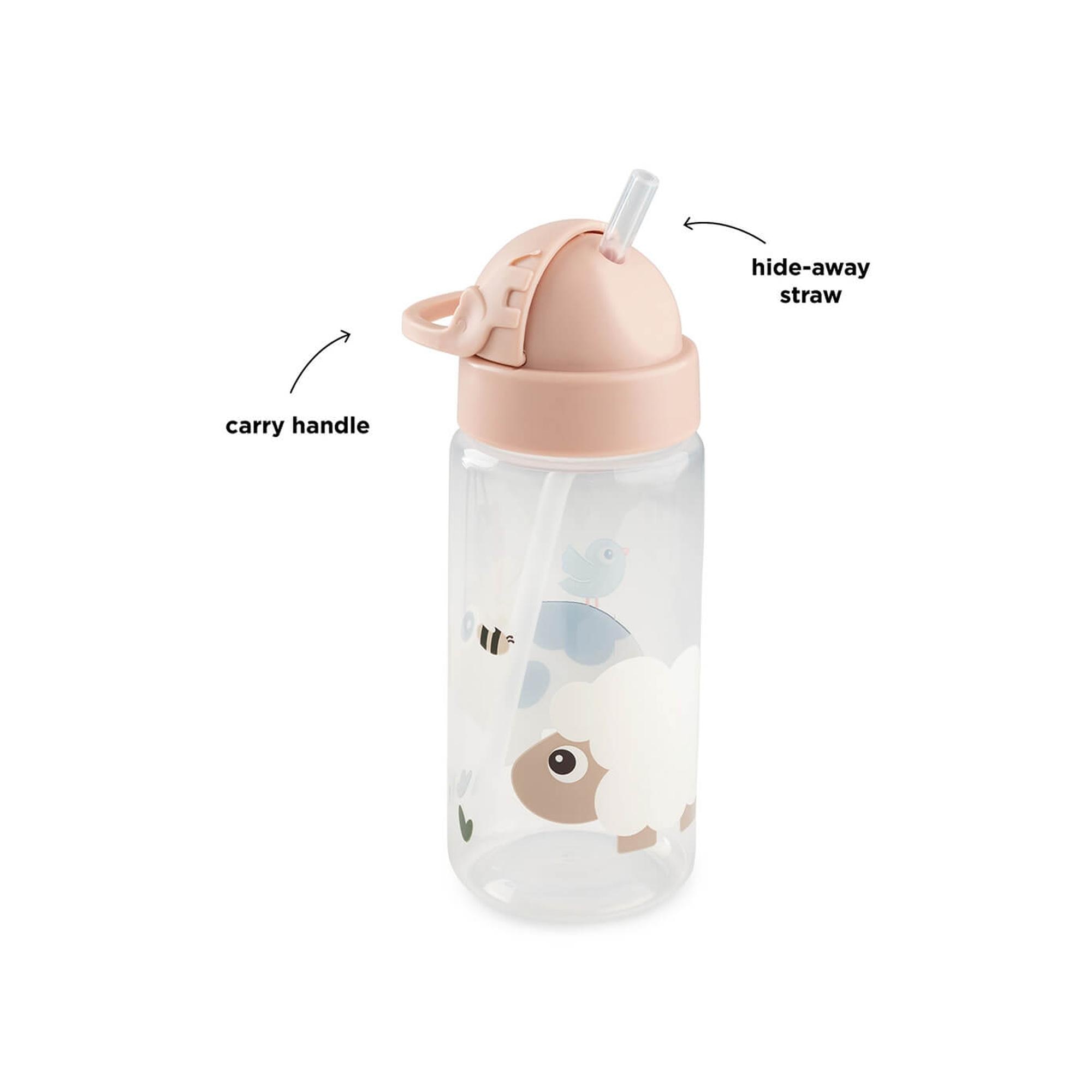 Garrafa com Palhinha Done by Deer 350ml Rosa-claro-3