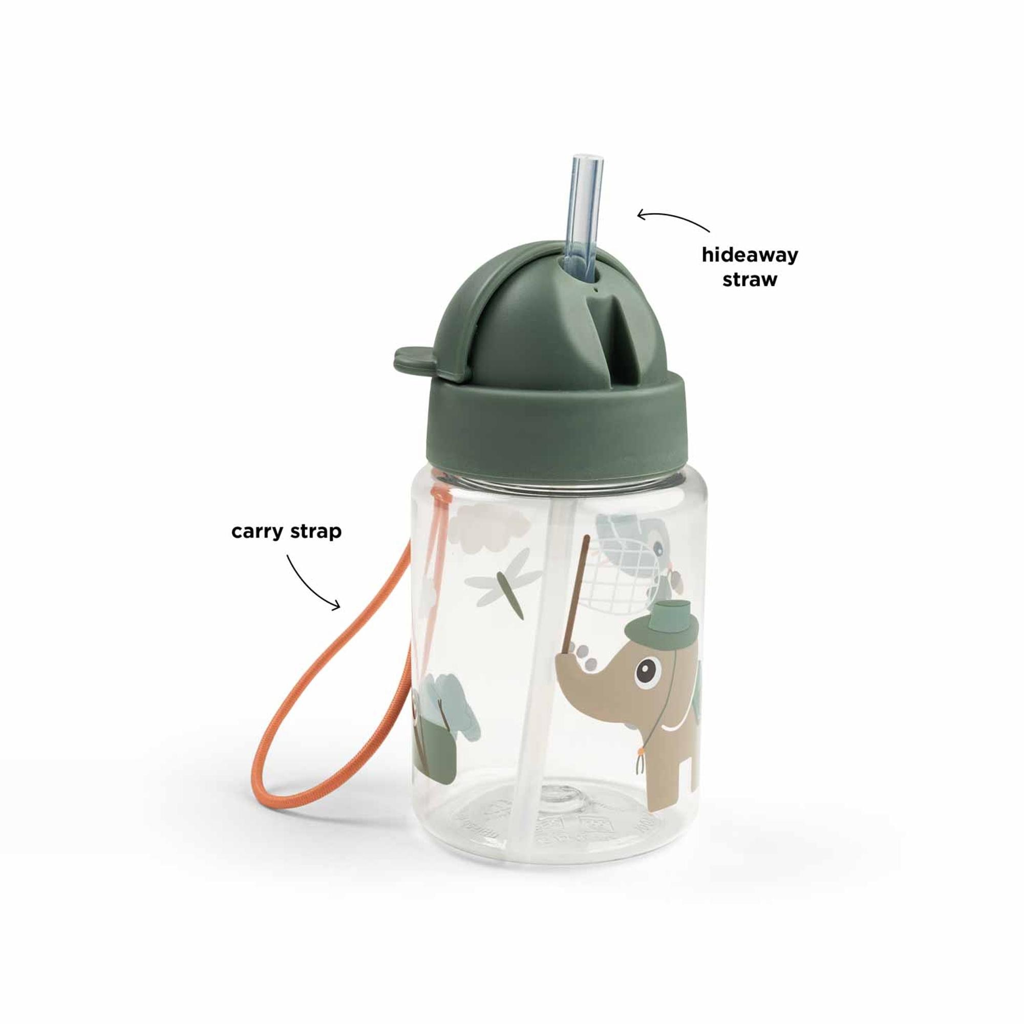 Botella con pajita Done by Deer 280ml colecc. Tiny Trails - Verde militar Verde militar-4