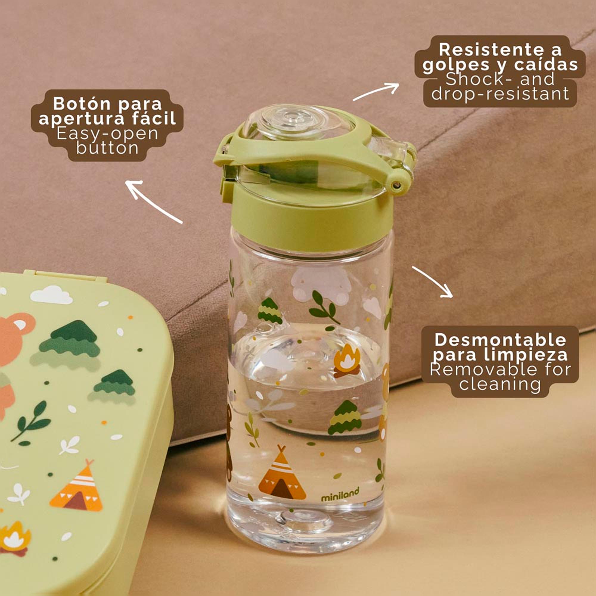 Botella infantil Miniland tritán con tapa 500ml - Verde primavera Verde primavera-6