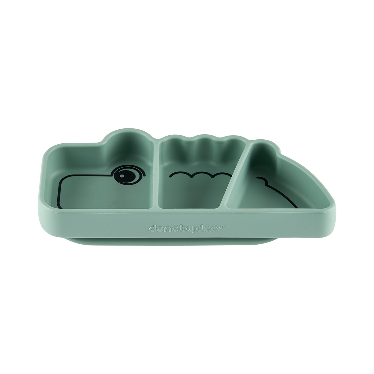 Plato de silicona Done by Deer stick&stay croco con ventosa - Verde anticuario Verde anticuario-2