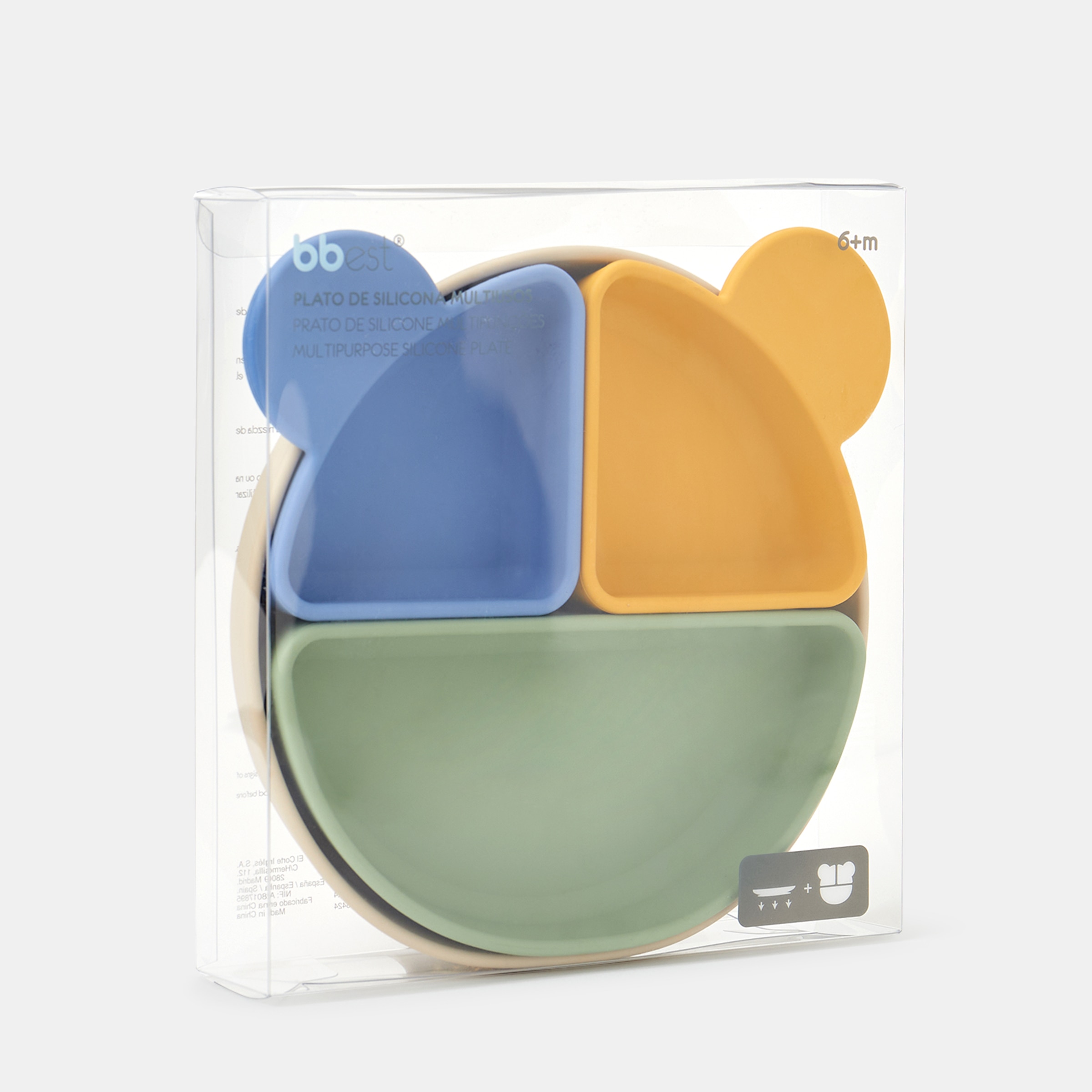 Prato de Silicone com Ventosa e 3 Compartimentos Multicolor-4