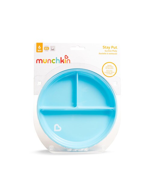 Plato compatimentado Munchkin con ventosa Stay Put - Azul claro Azul claro-2