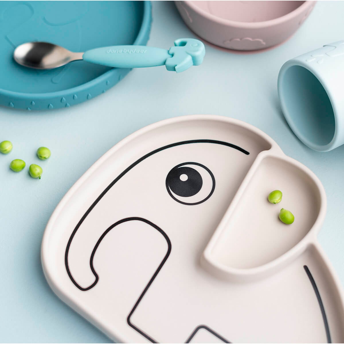 Prato de Silicone Stick&stay Elphee com Ventosa Bege-6